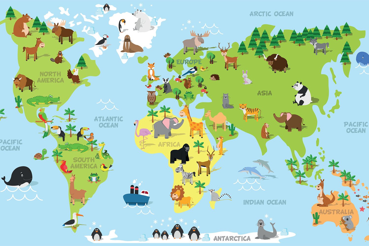 animal world map print a wallpaper more