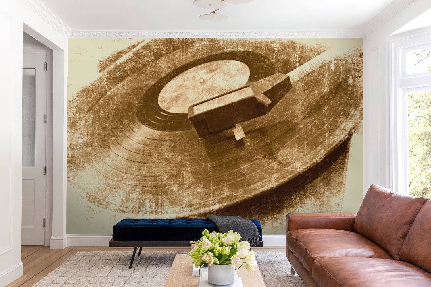 Vintage Retro Vinyl Print A Wallpaper